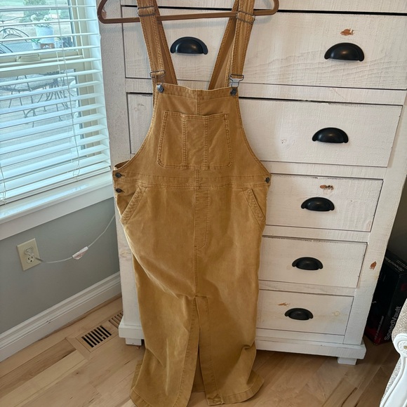 Free People like-new tan/yellow Corduroy skirtall Dress - Picture 5 of 15